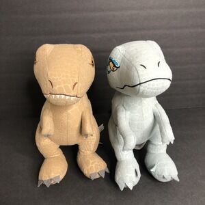 2 Jurassic Park World Dominion Plush T-REX and Velociraptor Dinosaurs 10"